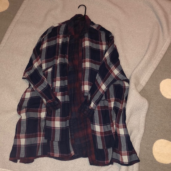 Free People Oversized Reversible Plaid Shirt Dress - Picture 2 of 5